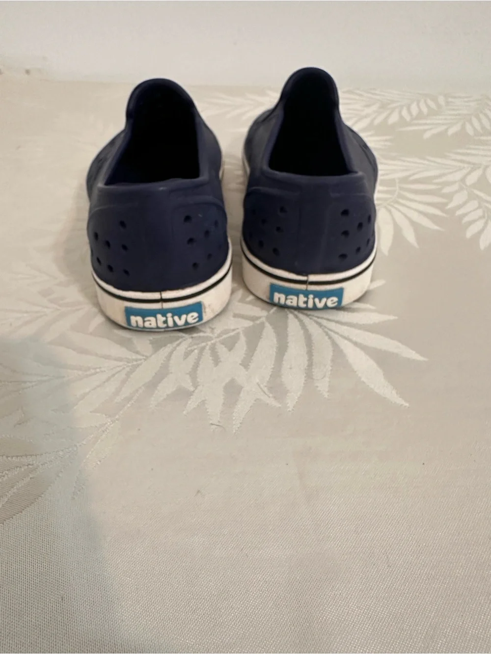 Native Men's Slip-On Perforated Loafers in Navy and White